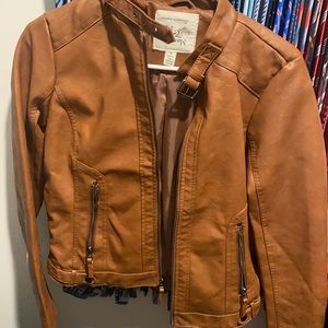 Brand new with tags never been worn faux leather light brown jacket size small